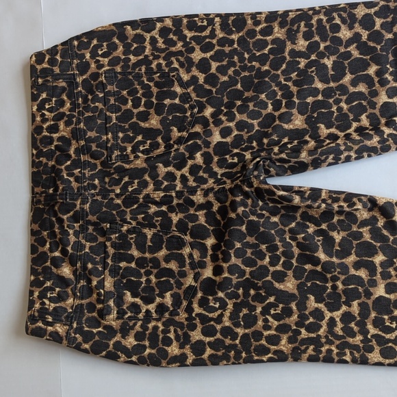 Faded Glory Cheetah Print Skinny Ankle Pants L Black Brown 12-14 - Picture 7 of 11